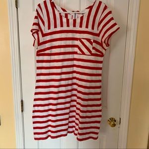 Red and white striped short sleeve dress by Old Navy.
